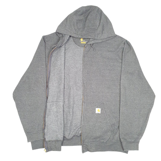 Mens Grey Carhartt Workwear Hoodie Original Fit Full Zip Jumper
