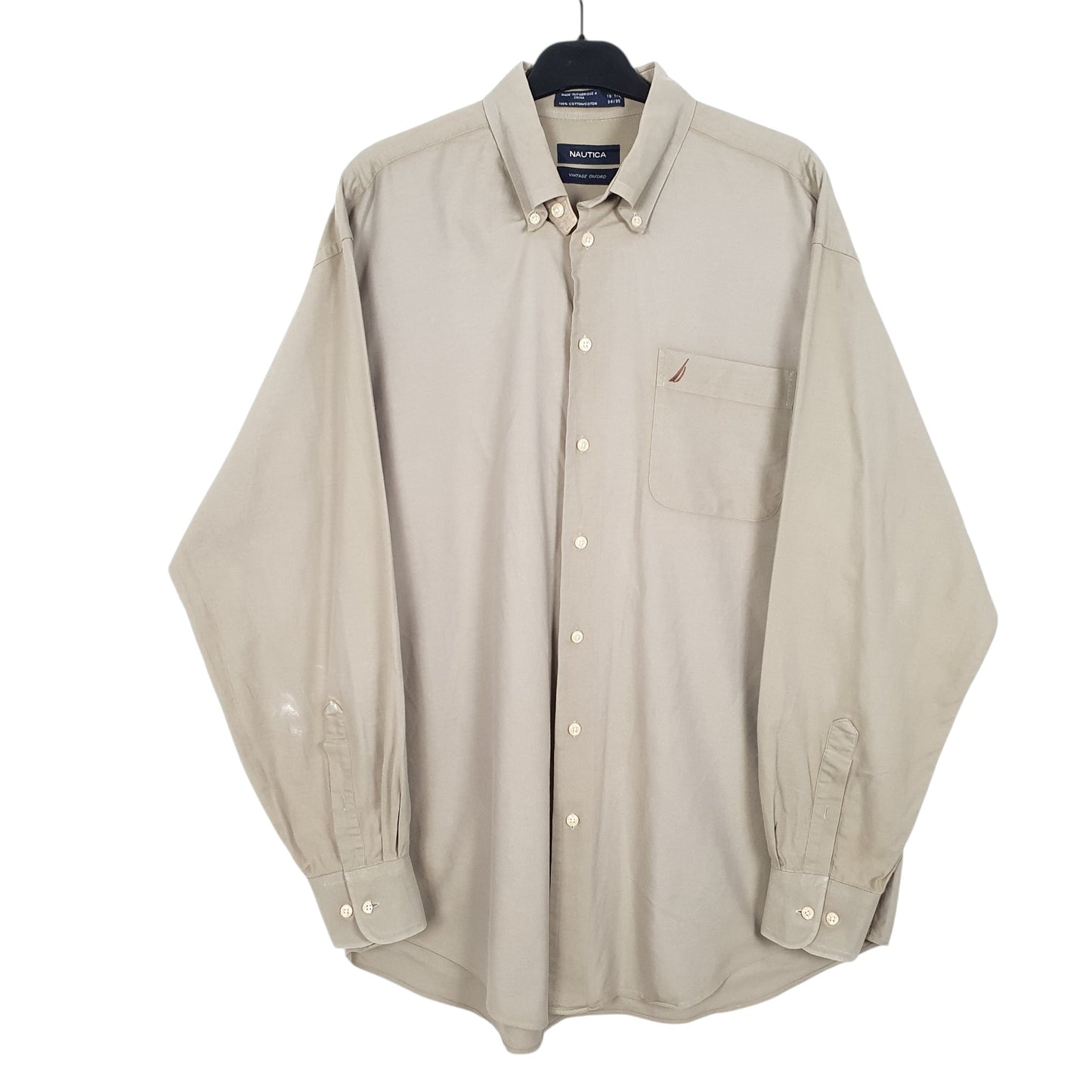 Mens Khaki Nautica Vintage Oxford Long Sleeve Shirt