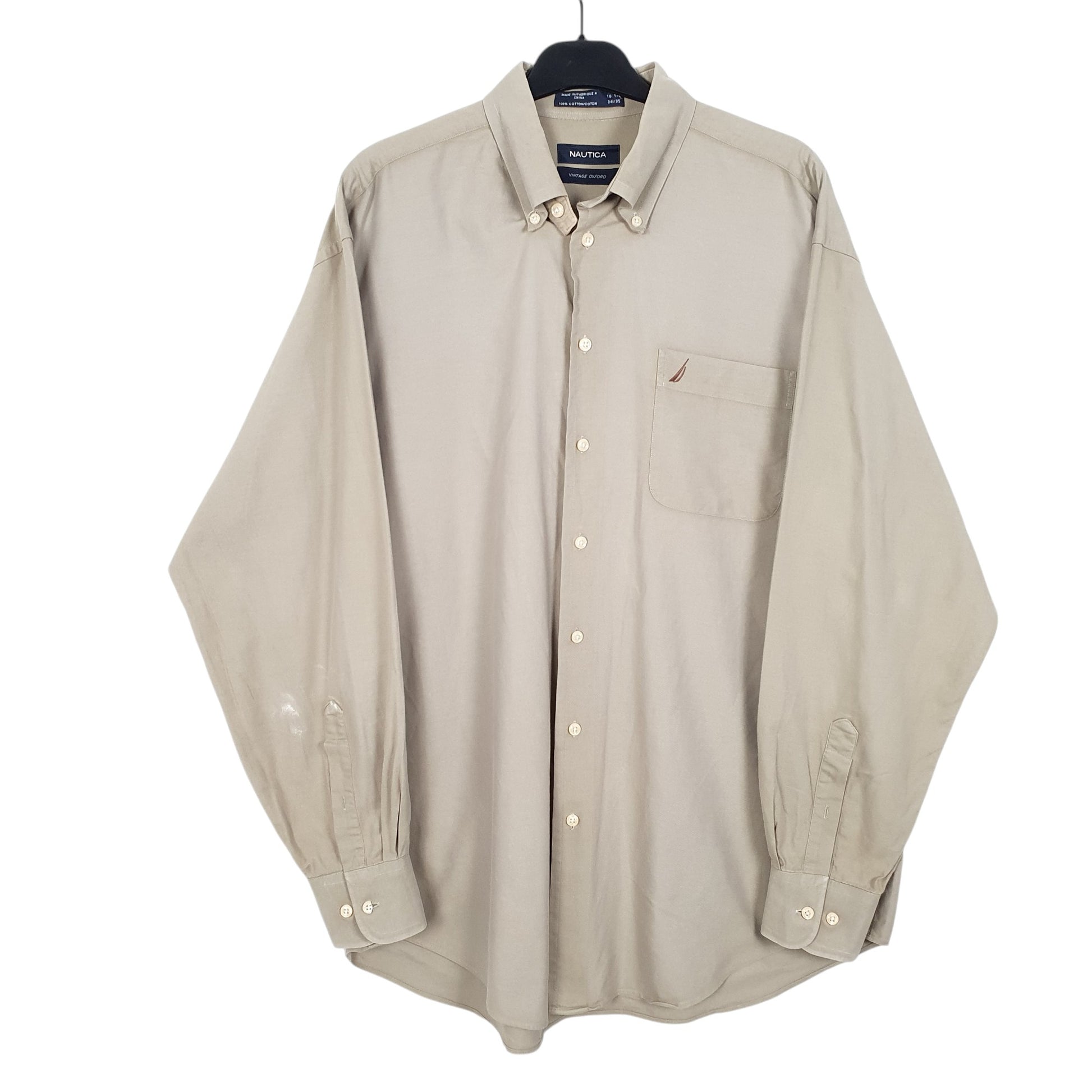 Mens Khaki Nautica Vintage Oxford Long Sleeve Shirt