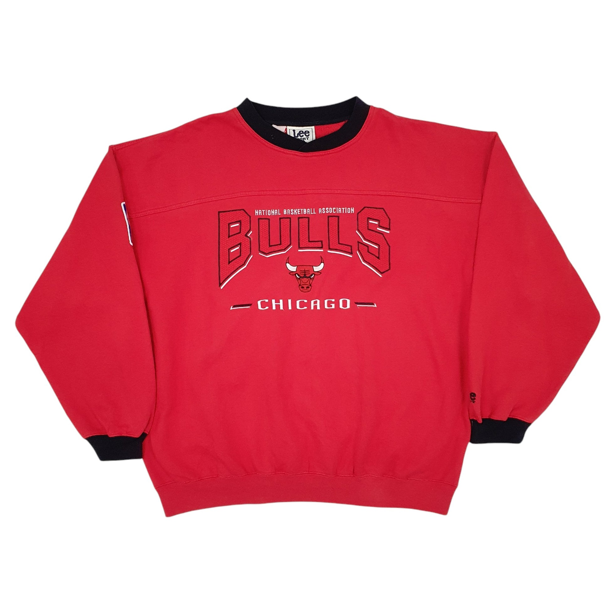Mens Red Nutmeg Mills Chicago Bulls NBA Lee Sport Vintage 90s Crewneck Jumper