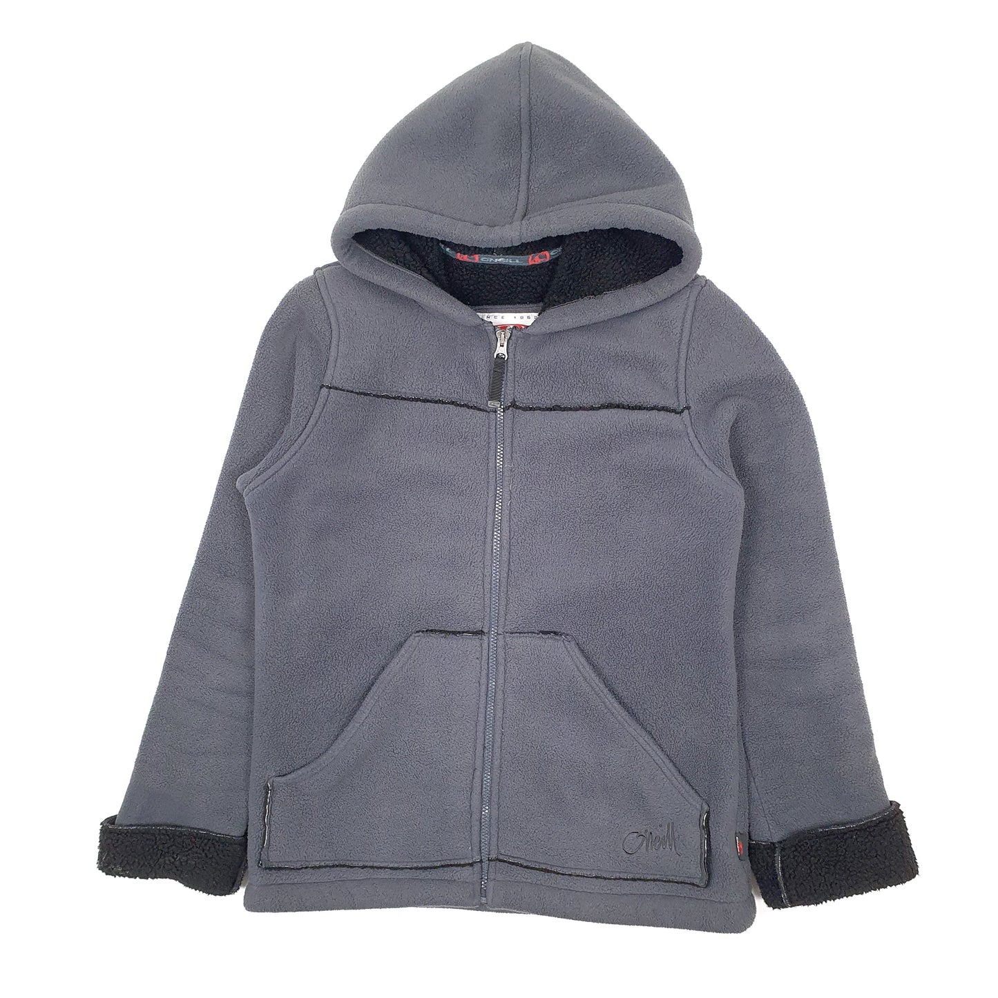 Womens Grey Oneill Hoodie Sherpa Lined Jacket Full Zip Jumper