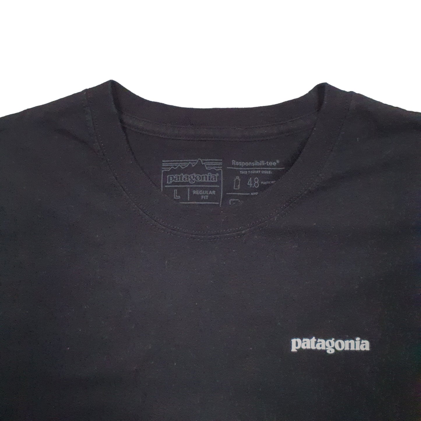 Mens Black Patagonia Spellout Long Sleeve T Shirt