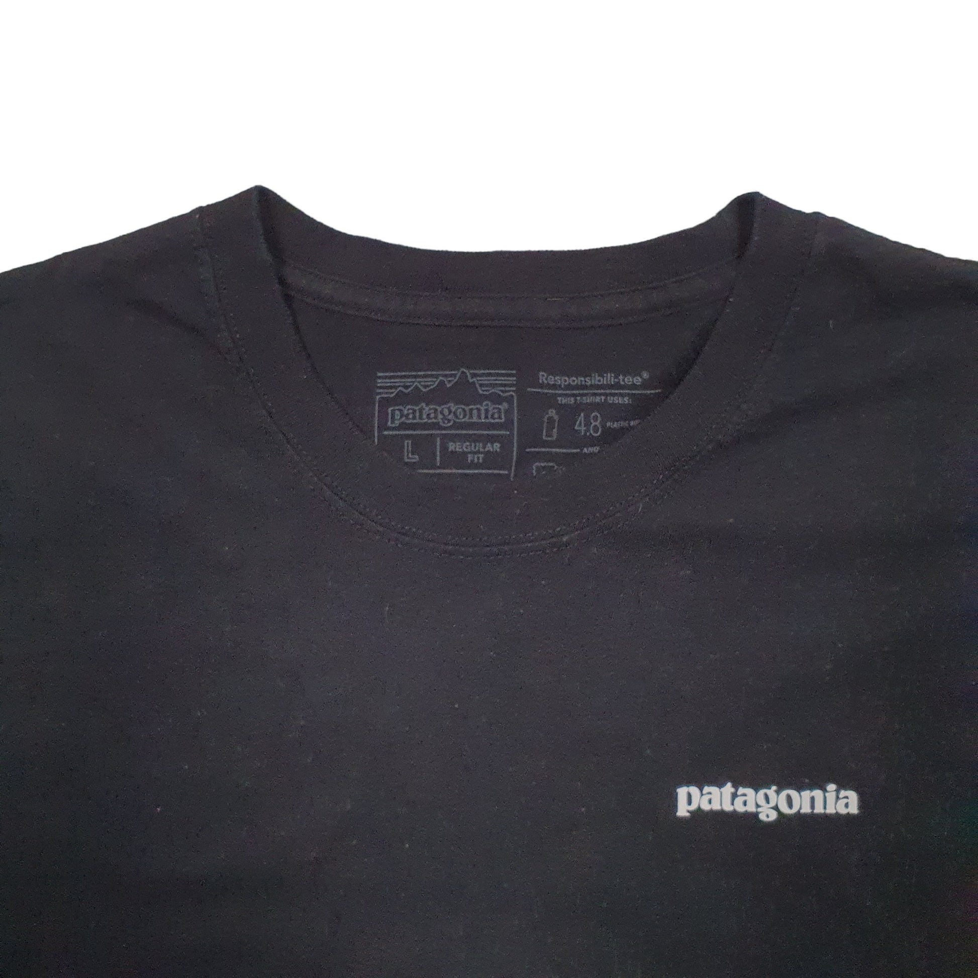 Mens Black Patagonia Spellout Long Sleeve T Shirt