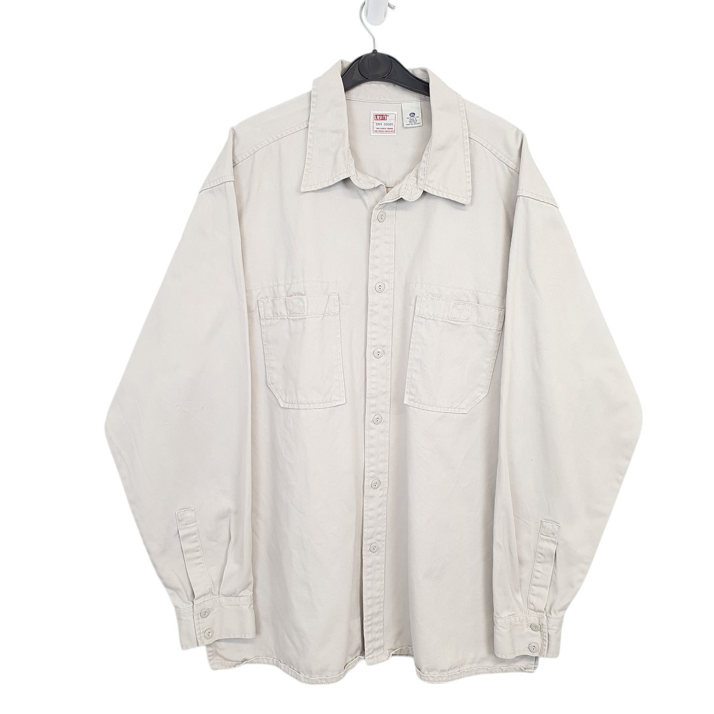 Mens Beige Levis Vintage Dry Goods Overshirt Work Long Sleeve Shirt