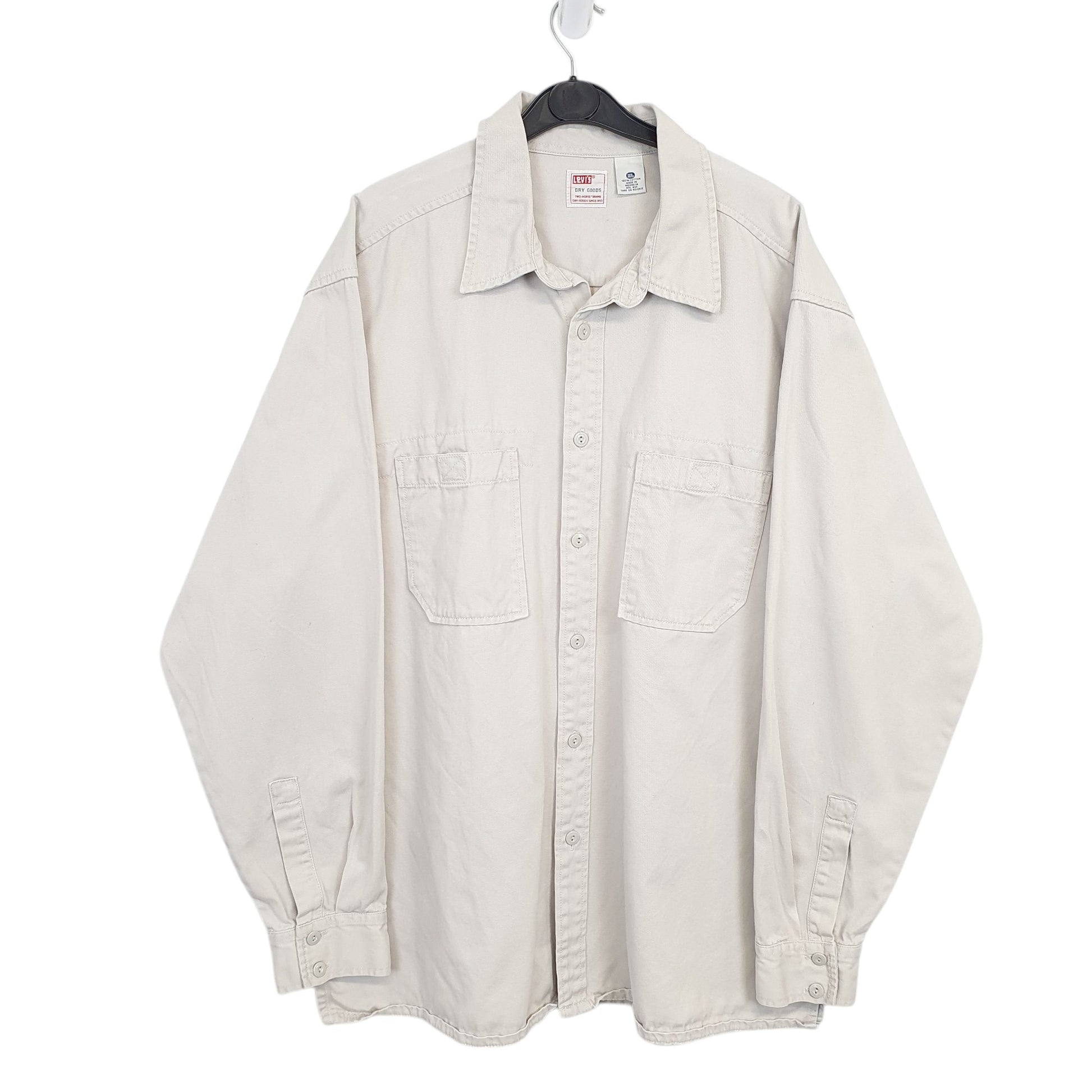 Mens Beige Levis Vintage Dry Goods Overshirt Work Long Sleeve Shirt