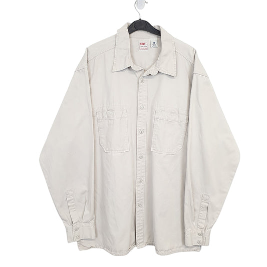 Mens Beige Levis Vintage Dry Goods Overshirt Work Long Sleeve Shirt