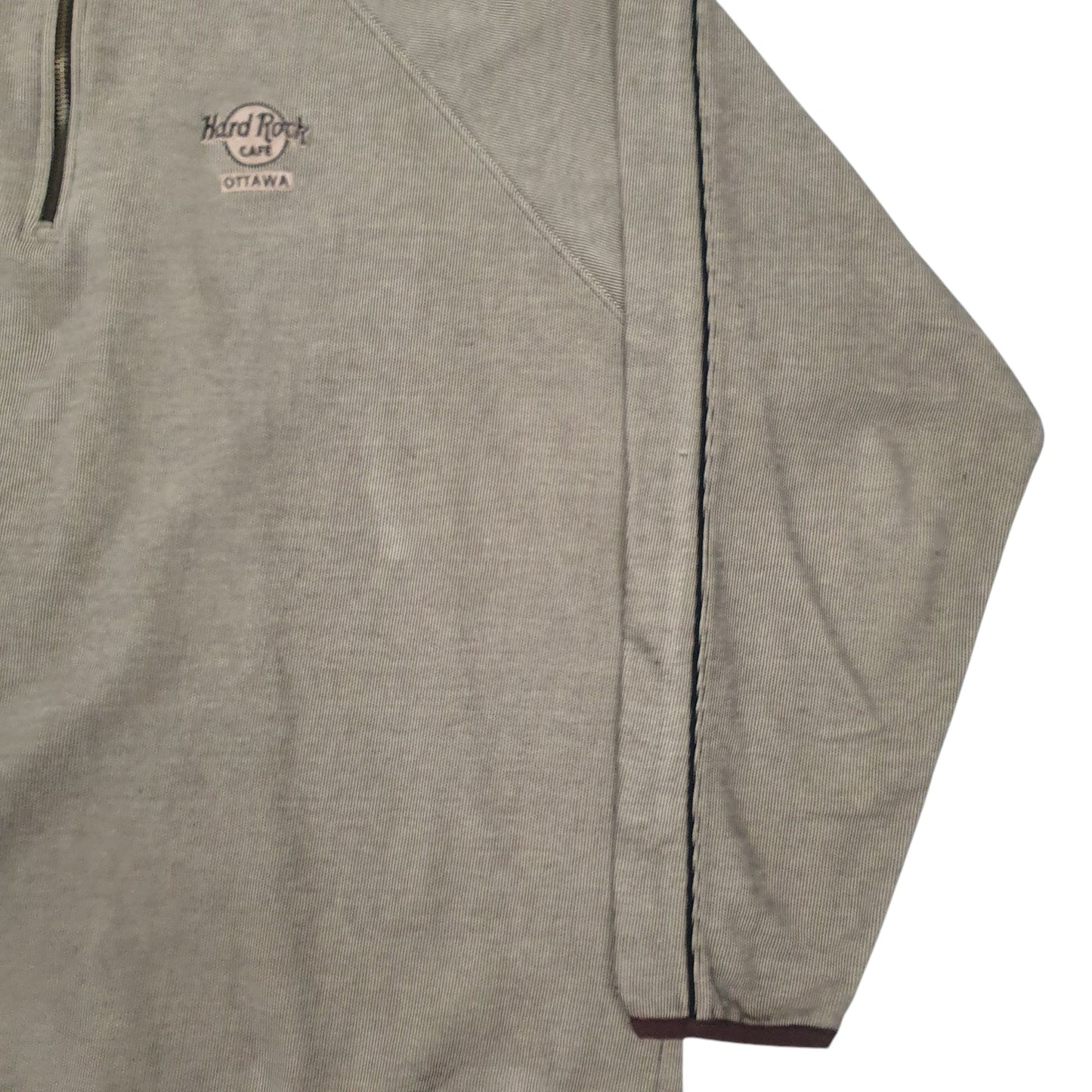 Mens Grey Hard Rock Cafe Vintage 90s Quarter Zip Jumper