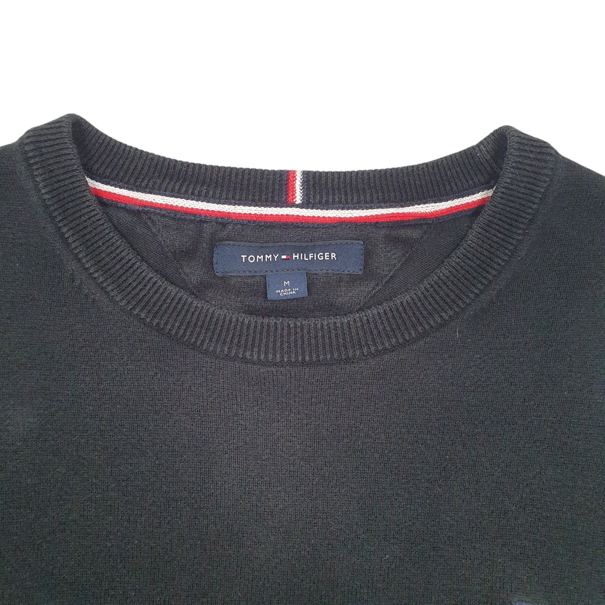 Mens Black Tommy Hilfiger Knit Crewneck Jumper