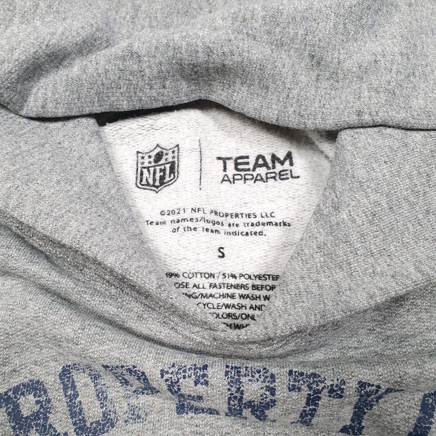 Mens Grey NFL New England Patriots American Football USA Spellout Hoodie Jumper