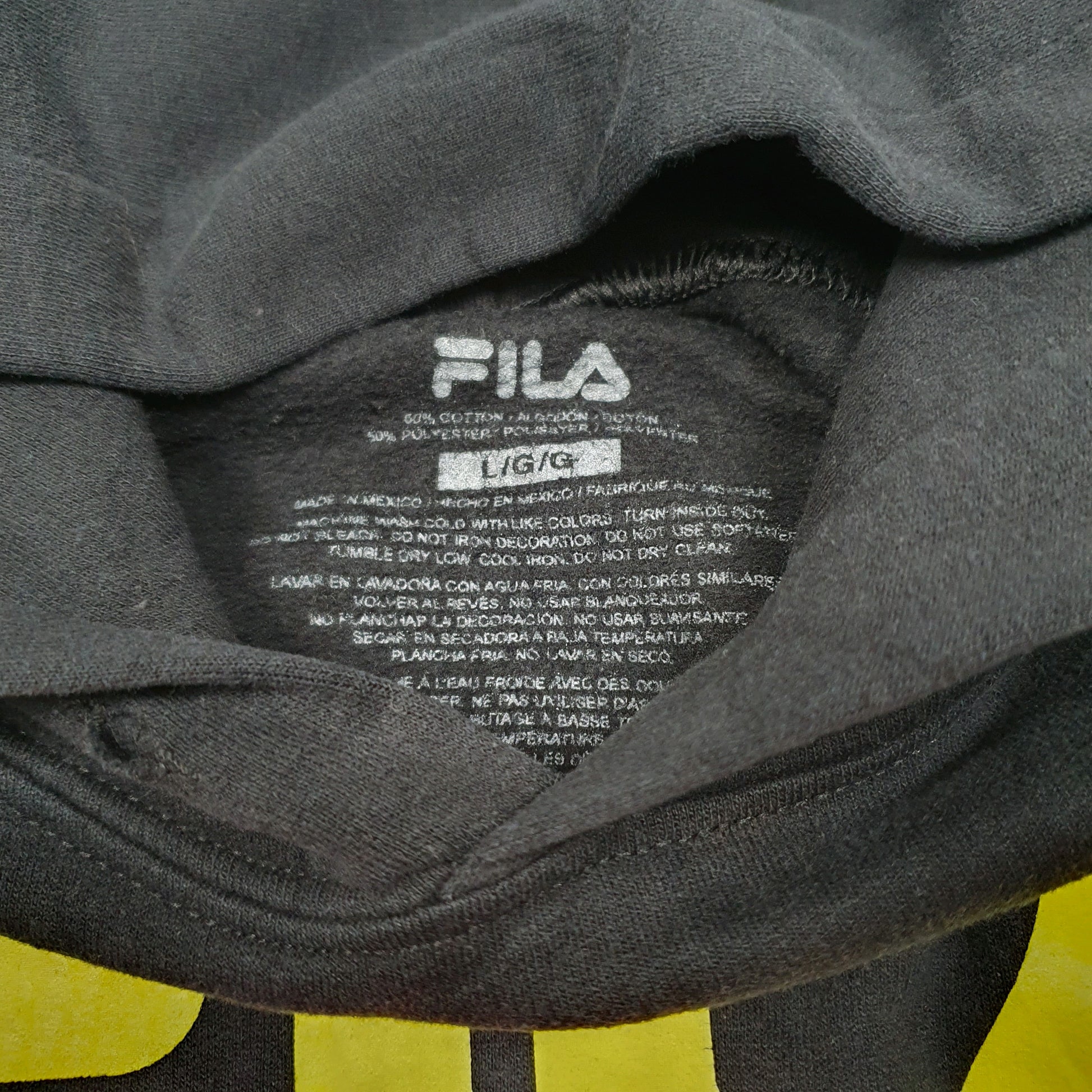 Mens Black Fila Spellout Hoodie Jumper