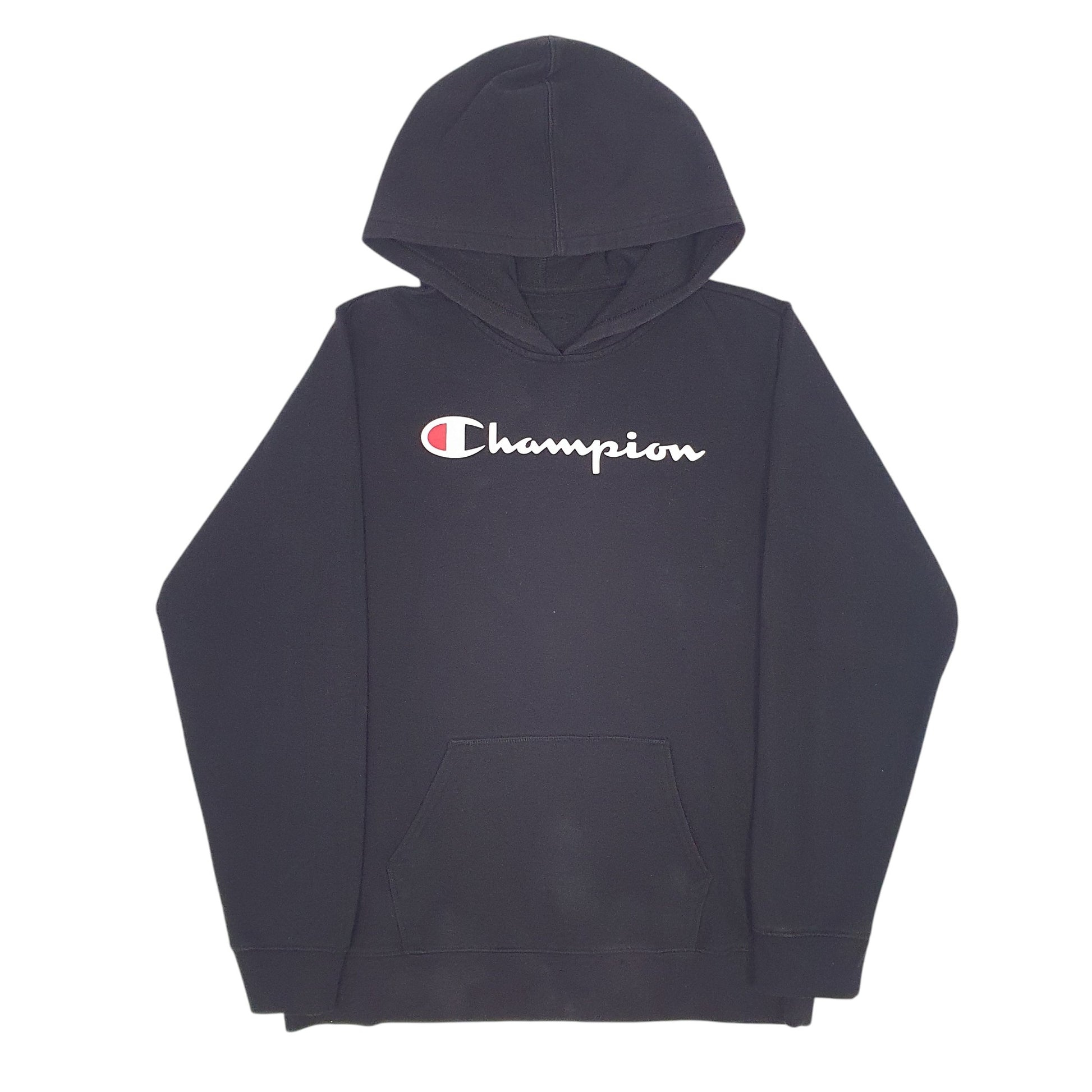 Mens Black Champion Spellout Hoodie Jumper