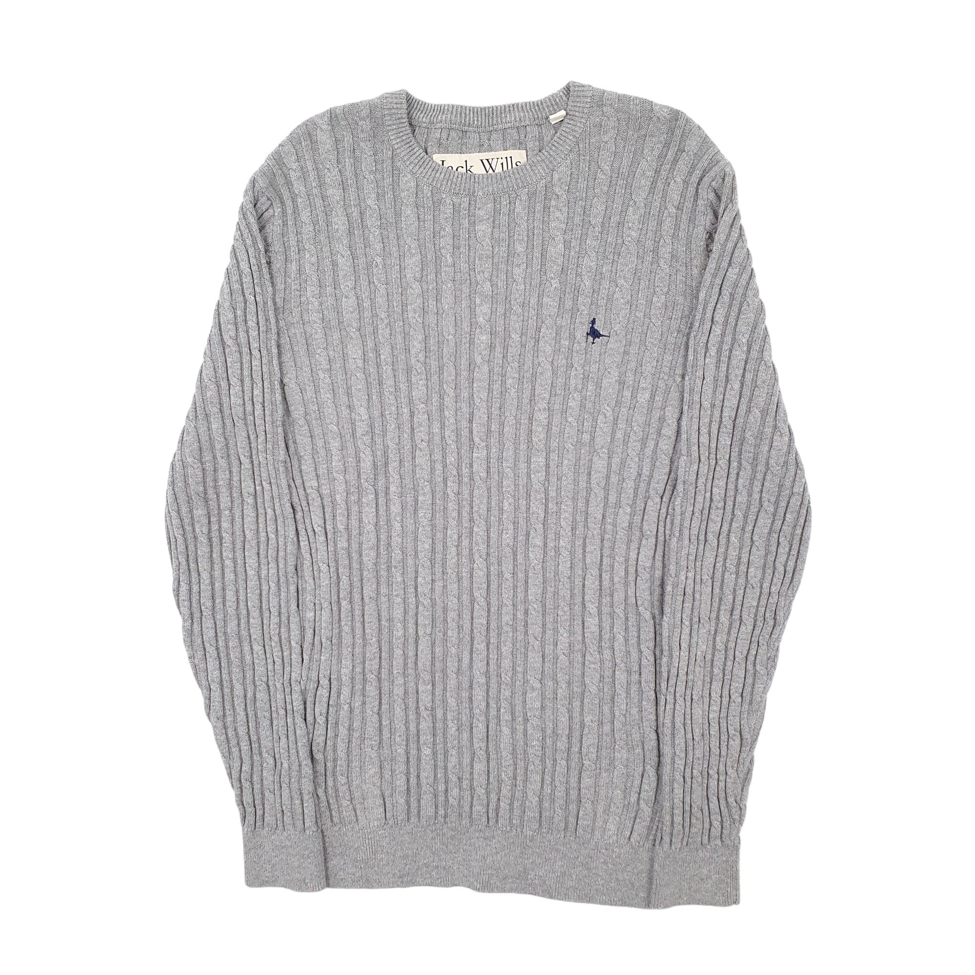 Mens Jack Wills Grey Crewneck Cable Knit Jumper M – Bundl Clothing