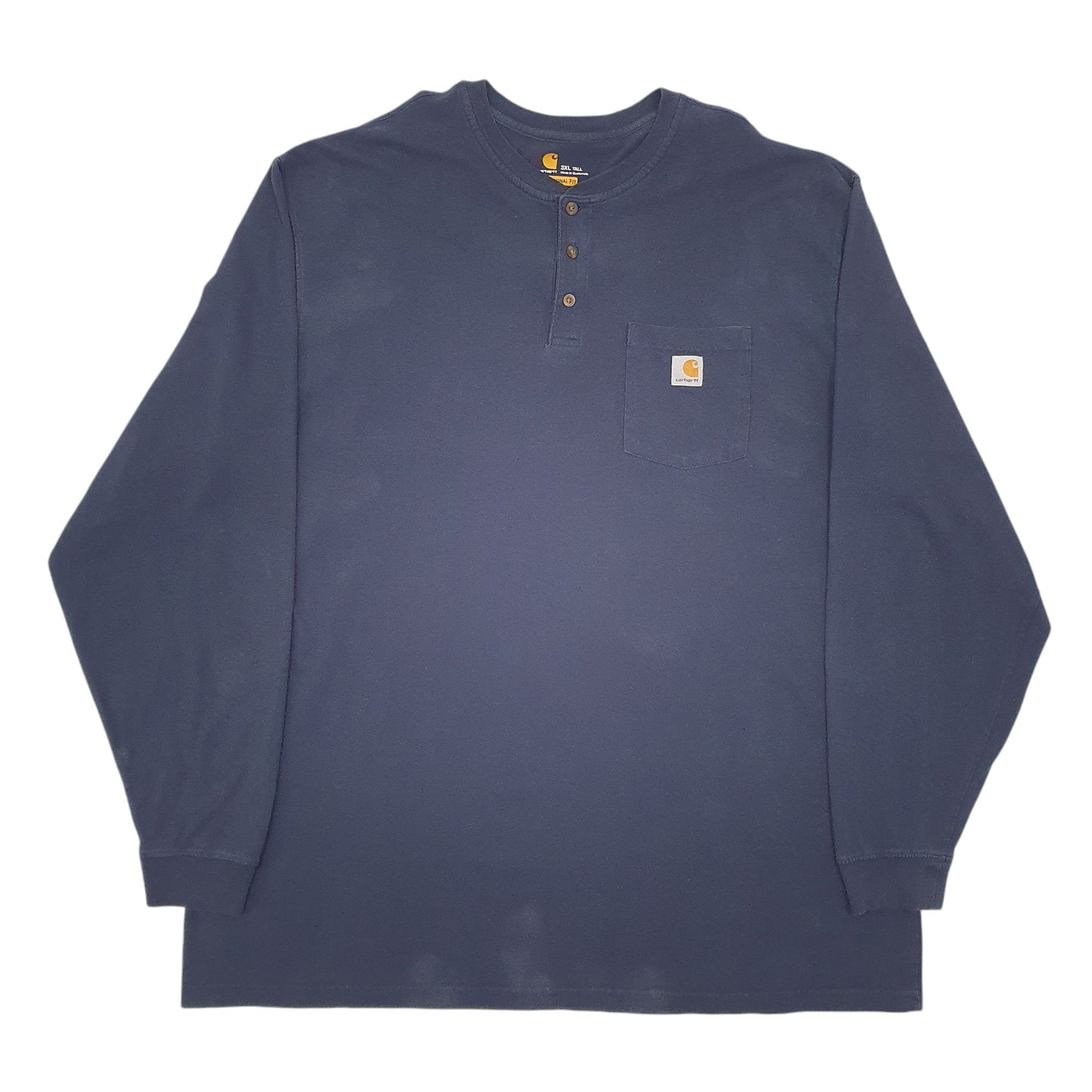 Mens Navy Carhartt Henley Original Fit Long Sleeve T Shirt