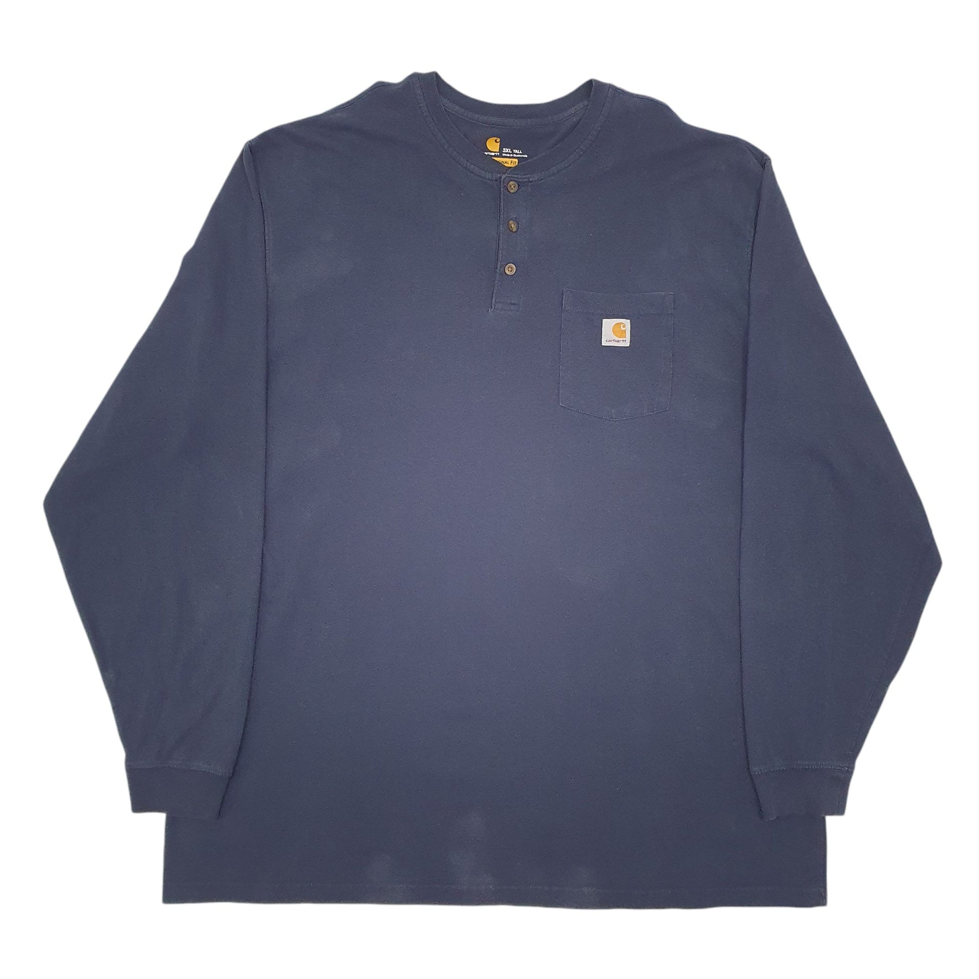 Mens Navy Carhartt Henley Original Fit Long Sleeve T Shirt
