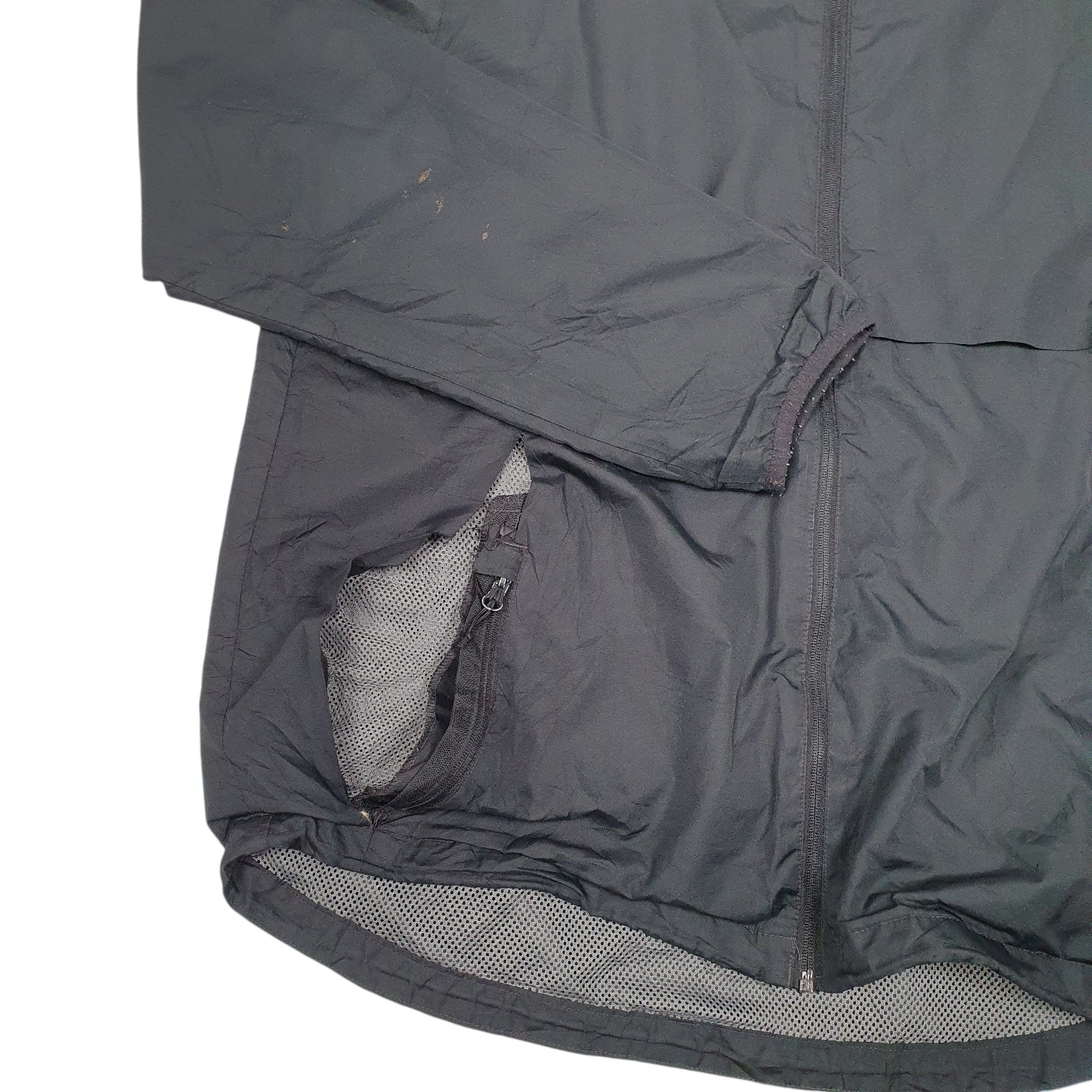 Mens Black Champion Hooded Lightweight V Neck Coat