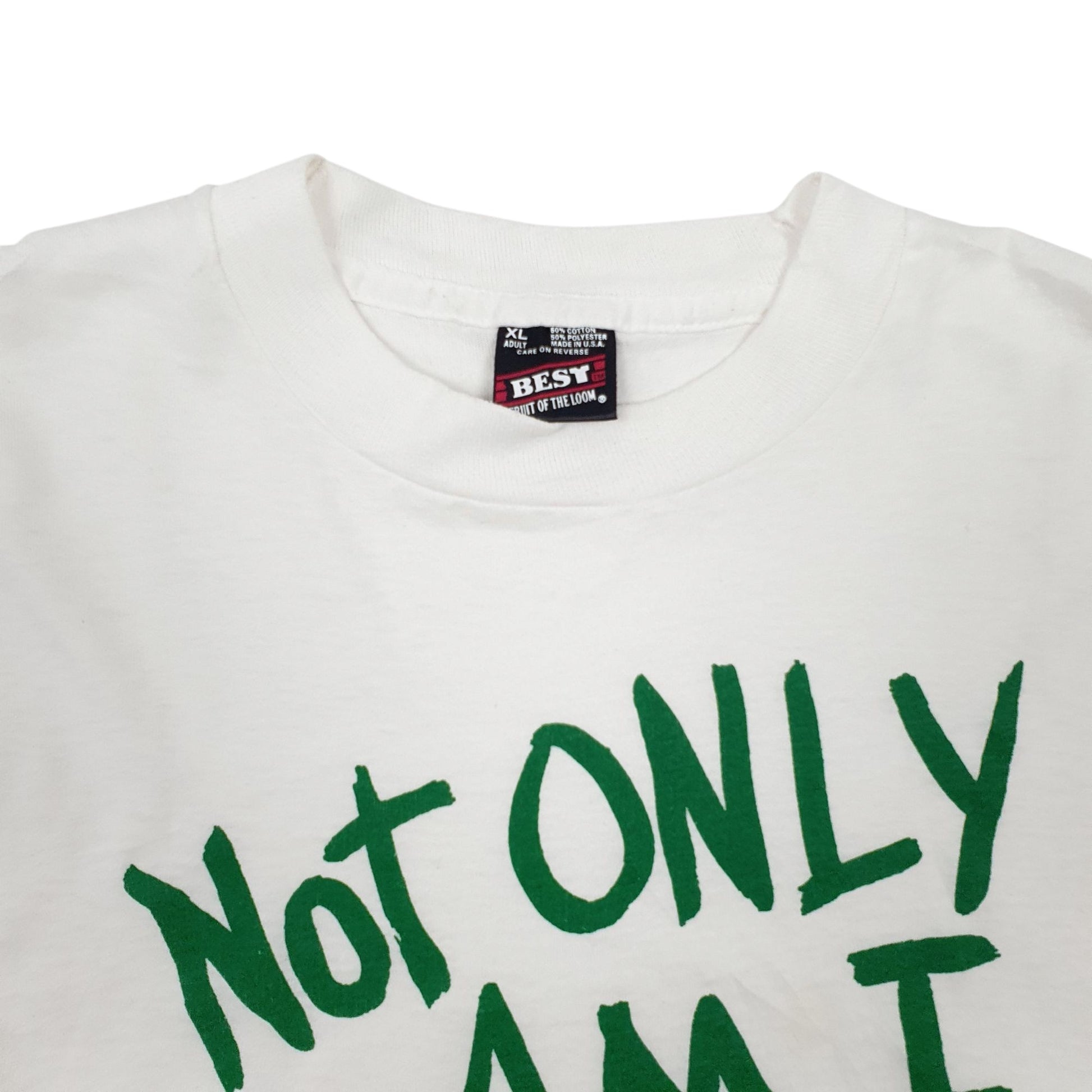 Mens White Fruit Of The Loom Single Stitch Vintage 90s Short Sleeve T Shirt