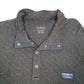 Mens Grey L.L.Bean Snap Quilted College Fresh Quarter Zip Jumper