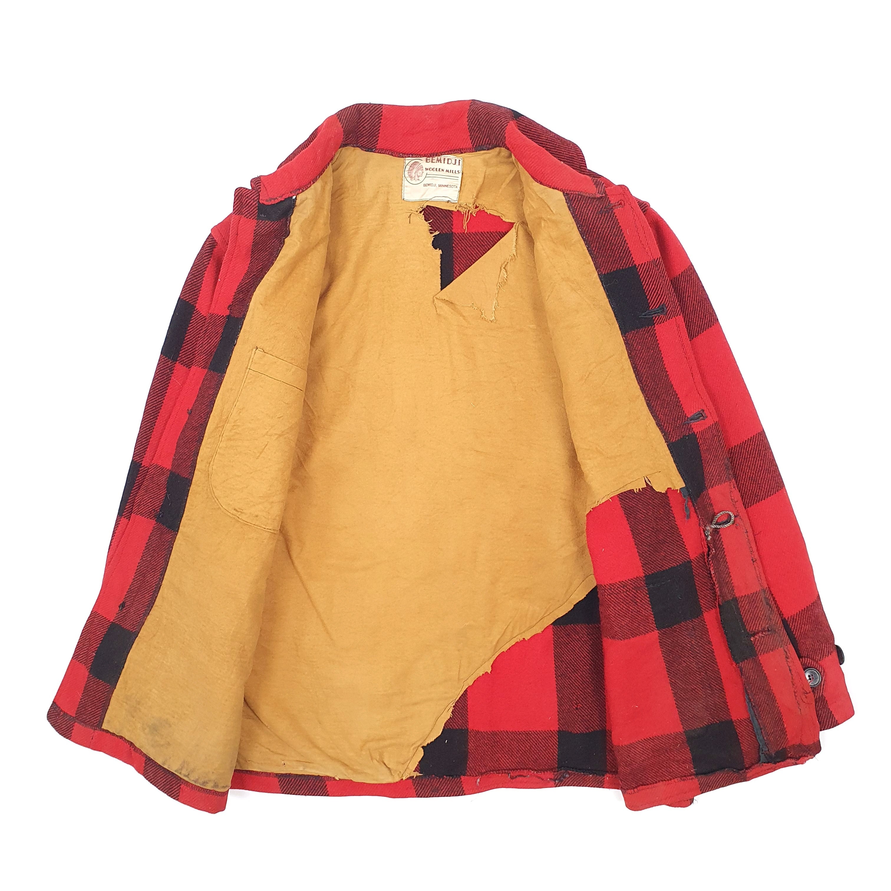 Mens Bemidji Woolen Mills Vintage 1940s 50s Plaid Mackinaw Hunting