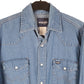Mens Blue Wrangler Denim Jeans Western Pearl Snap Cowboy Long Sleeve Shirt