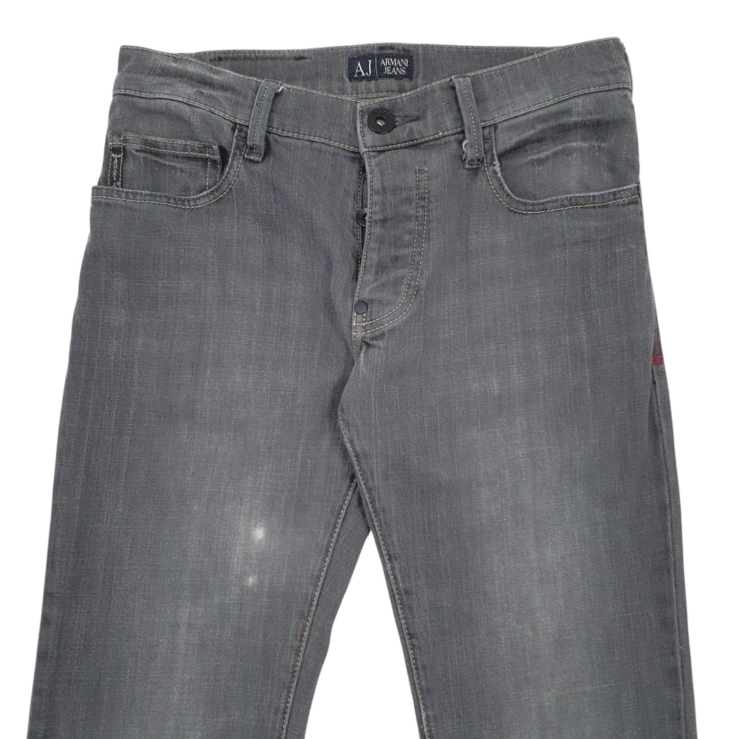 Mens Grey Armani Fading on the front and upper back. Stain on the front right. Casual JeansW28 L32