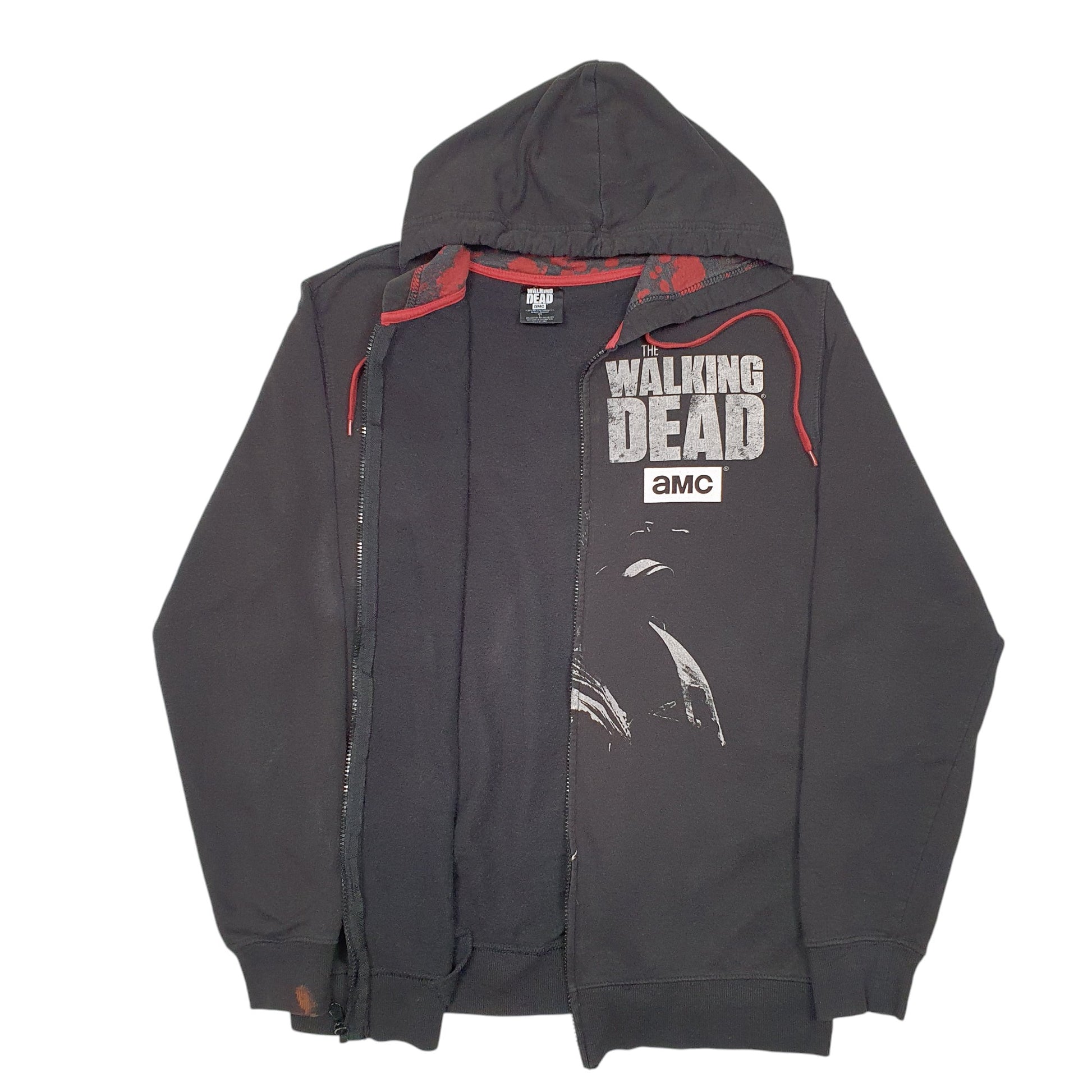 Mens Black The Walking Dead Hoodie AMC Zombies Full Zip Jumper