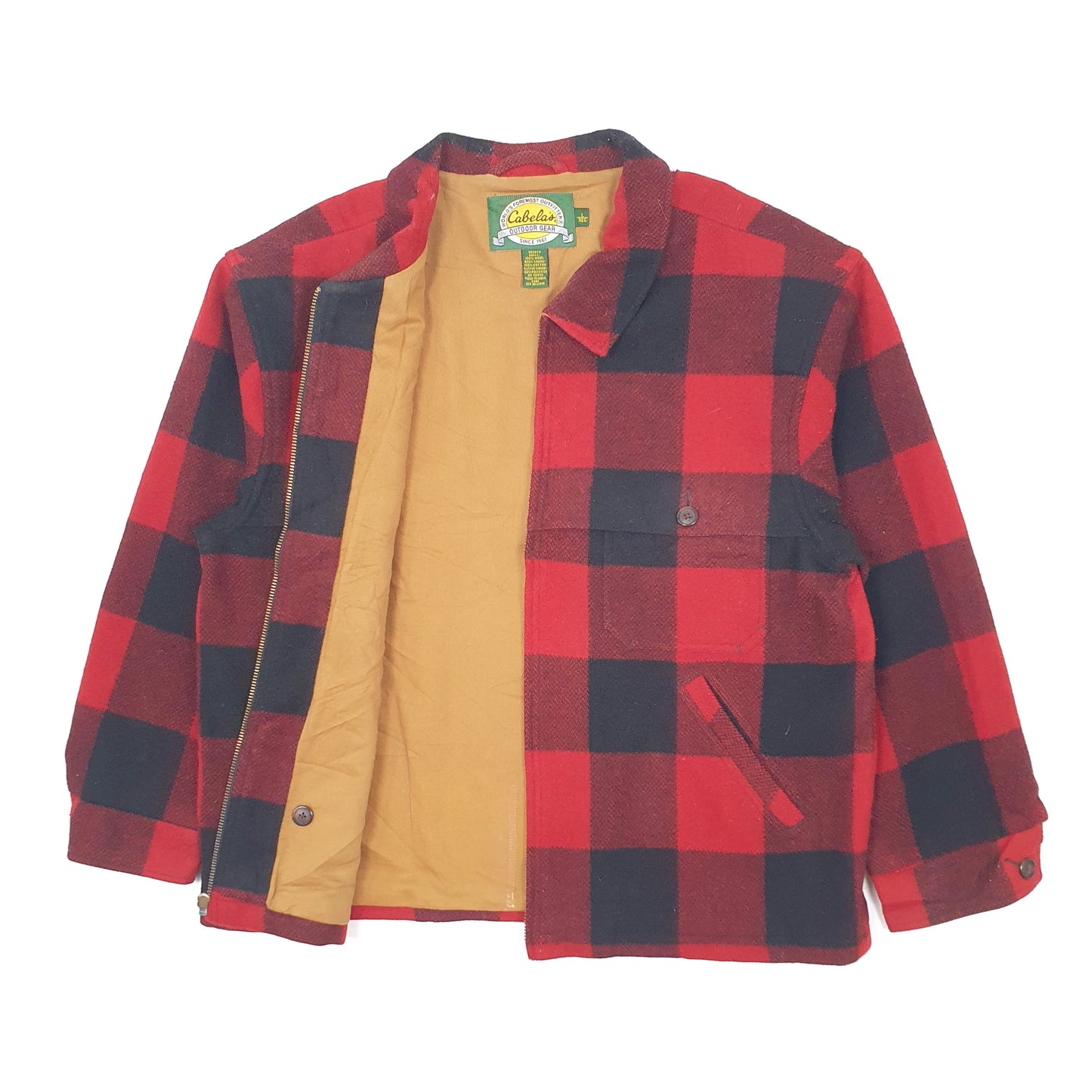 Mens Red Cabelas Hunting Plaid Mackinaw  Coat