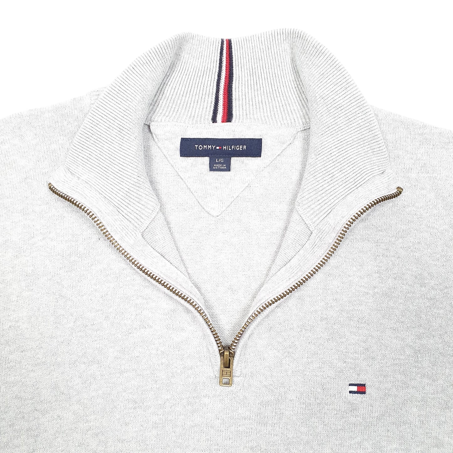 Mens Grey Tommy Hilfiger Knit Quarter Zip Jumper