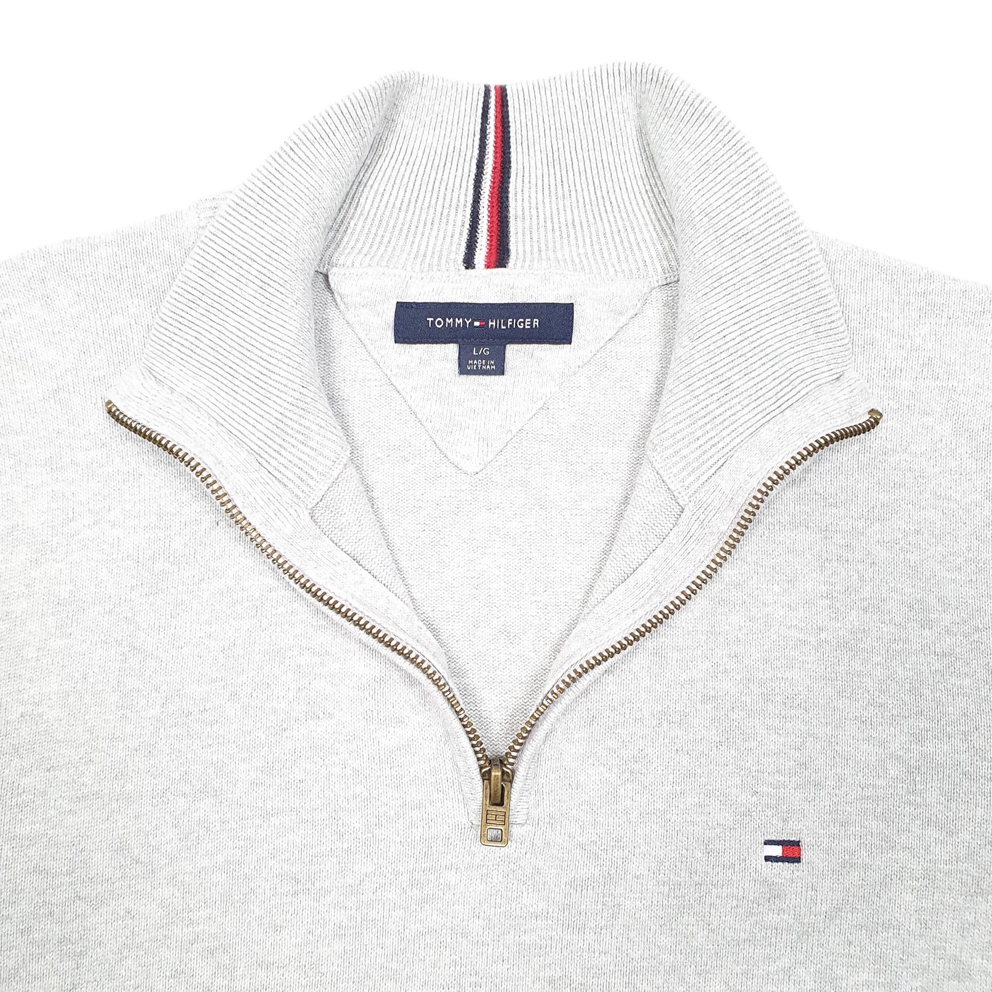 Mens Grey Tommy Hilfiger Knit Quarter Zip Jumper