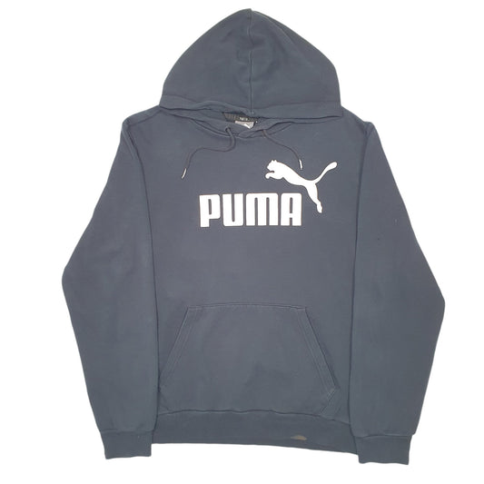 Mens Black Puma Spellout Hoodie Jumper