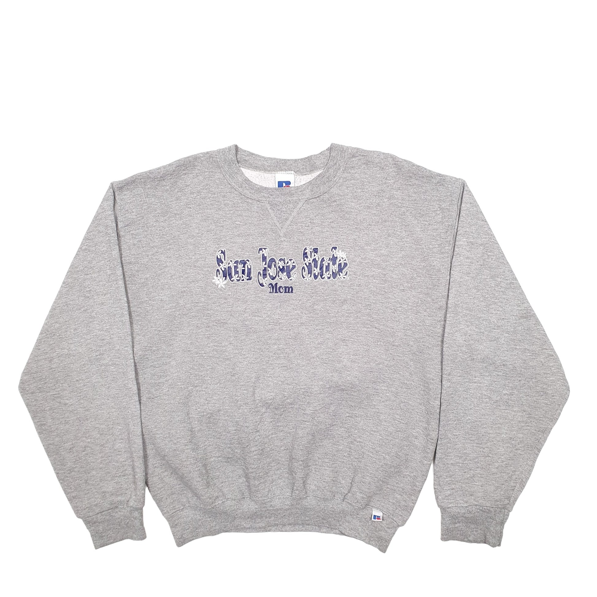 Mens Grey Russell Athletic Spellout San Jose Crewneck Jumper