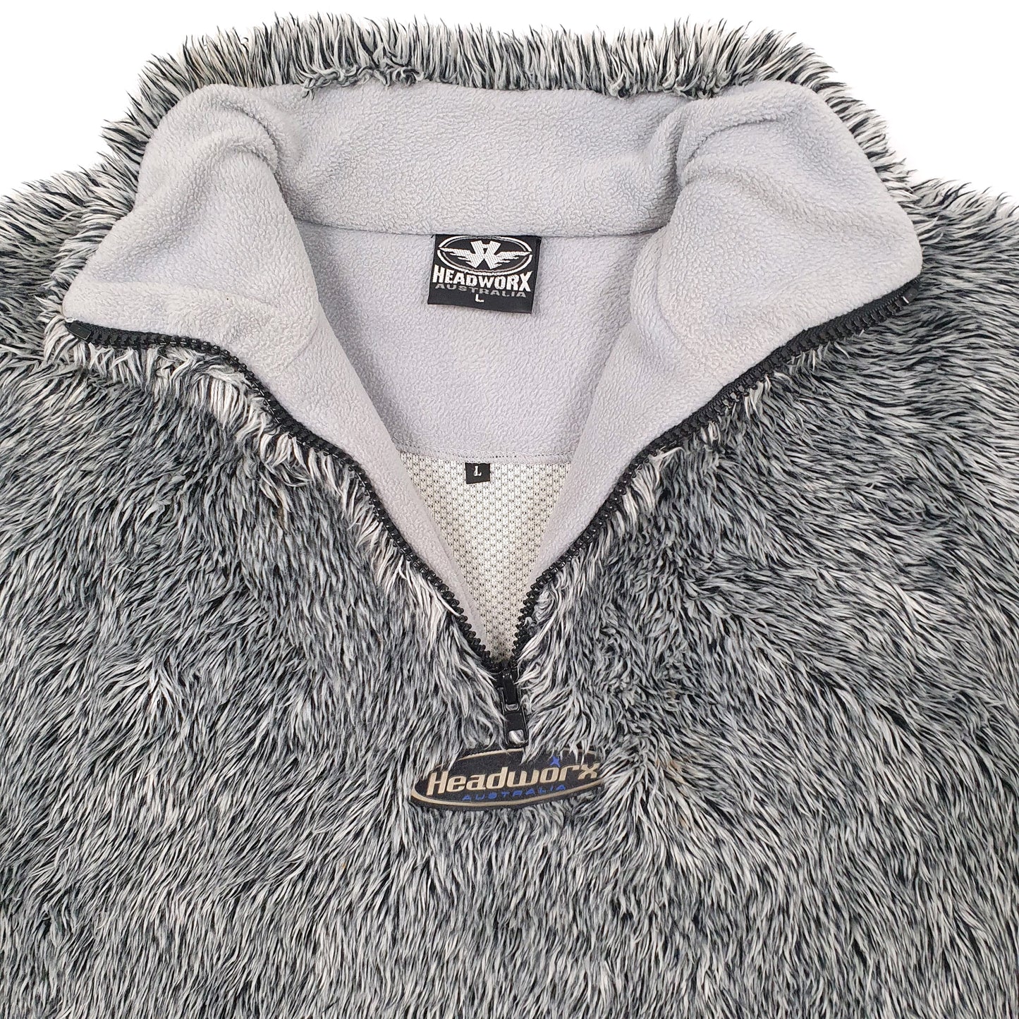Mens Grey Headworx Vintage Fluffy Quarter Zip Jumper