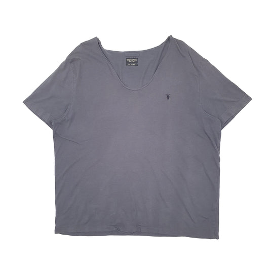 Mens Grey AllSaints V Neck Lightweight Short Sleeve T Shirt