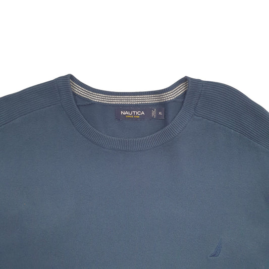 Mens Blue Nautica Knit Crewneck Jumper