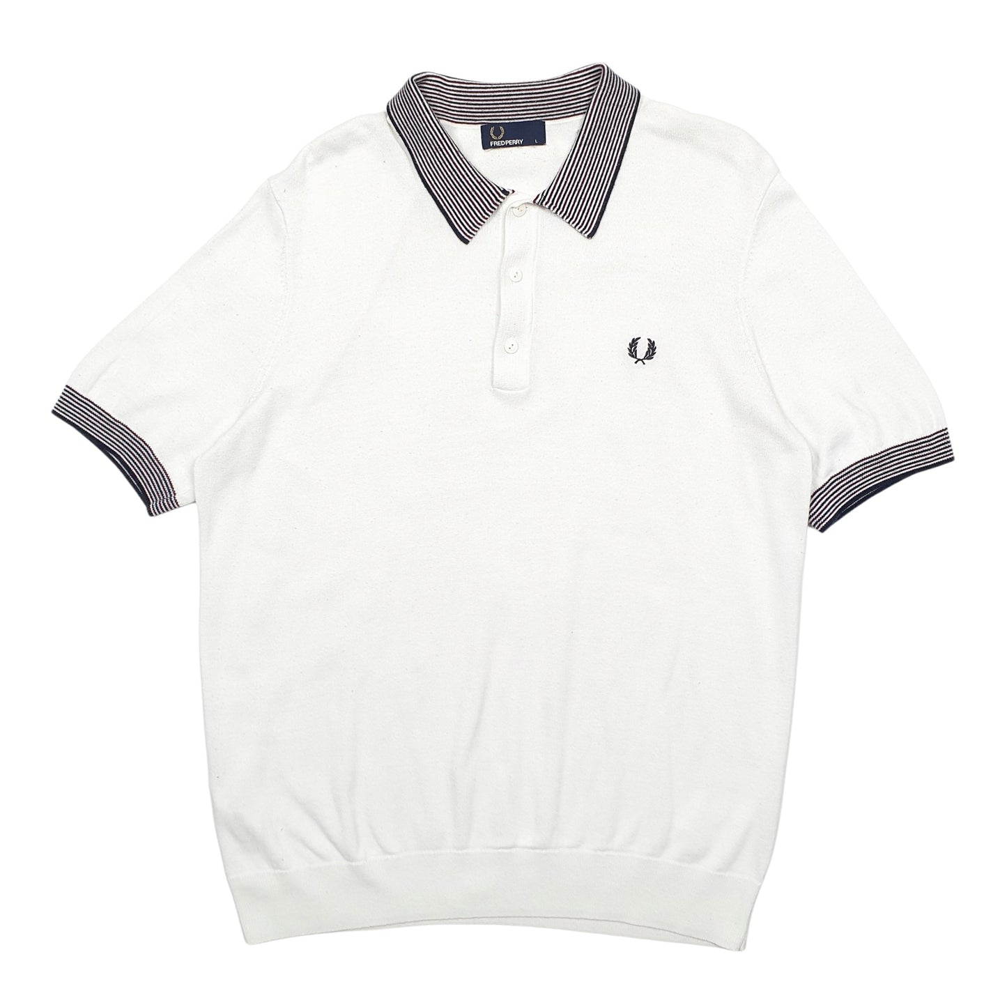 Mens White Fred Perry  Short Sleeve Polo Shirt