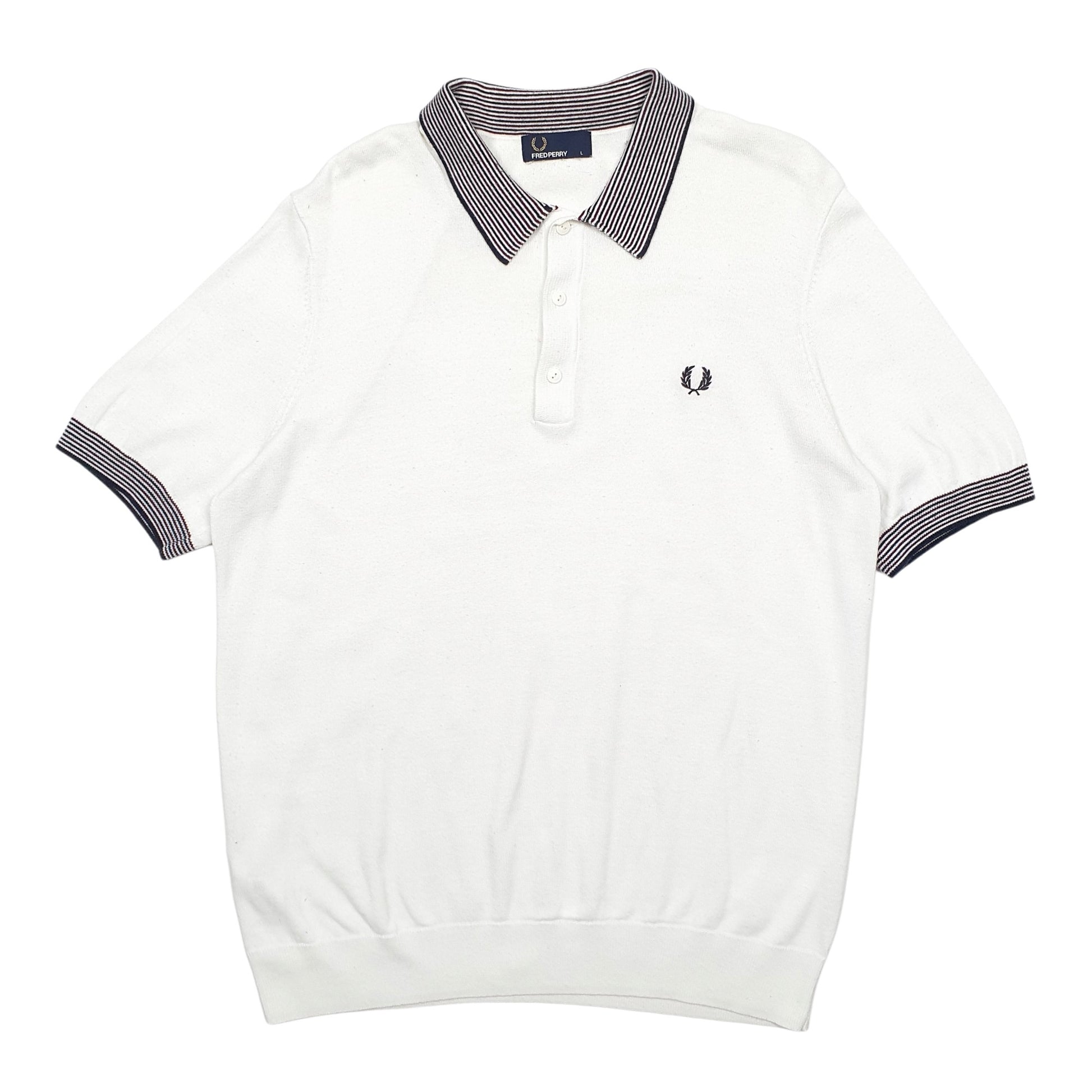 Mens White Fred Perry  Short Sleeve Polo Shirt