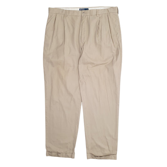 Mens Beige Polo Ralph Lauren Pleated Hammond Pant Chino Trousers
