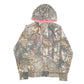 Womens Khaki Carhartt Workwear Hoodie Real Tree Woodland Camouflage Spellout Full Zip Jumper