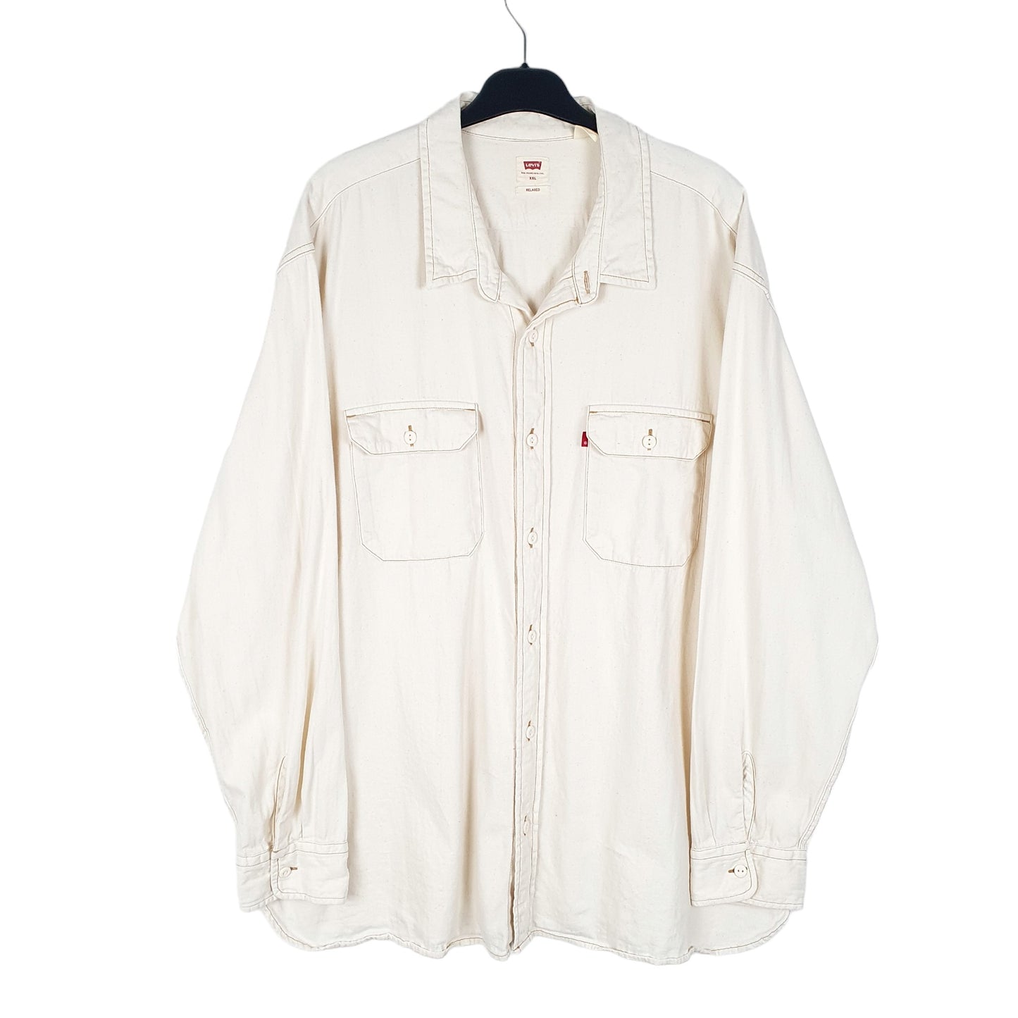 Mens Cream Levis Casual Heavy Overshirt Shacket Relaxed Long Sleeve Shirt