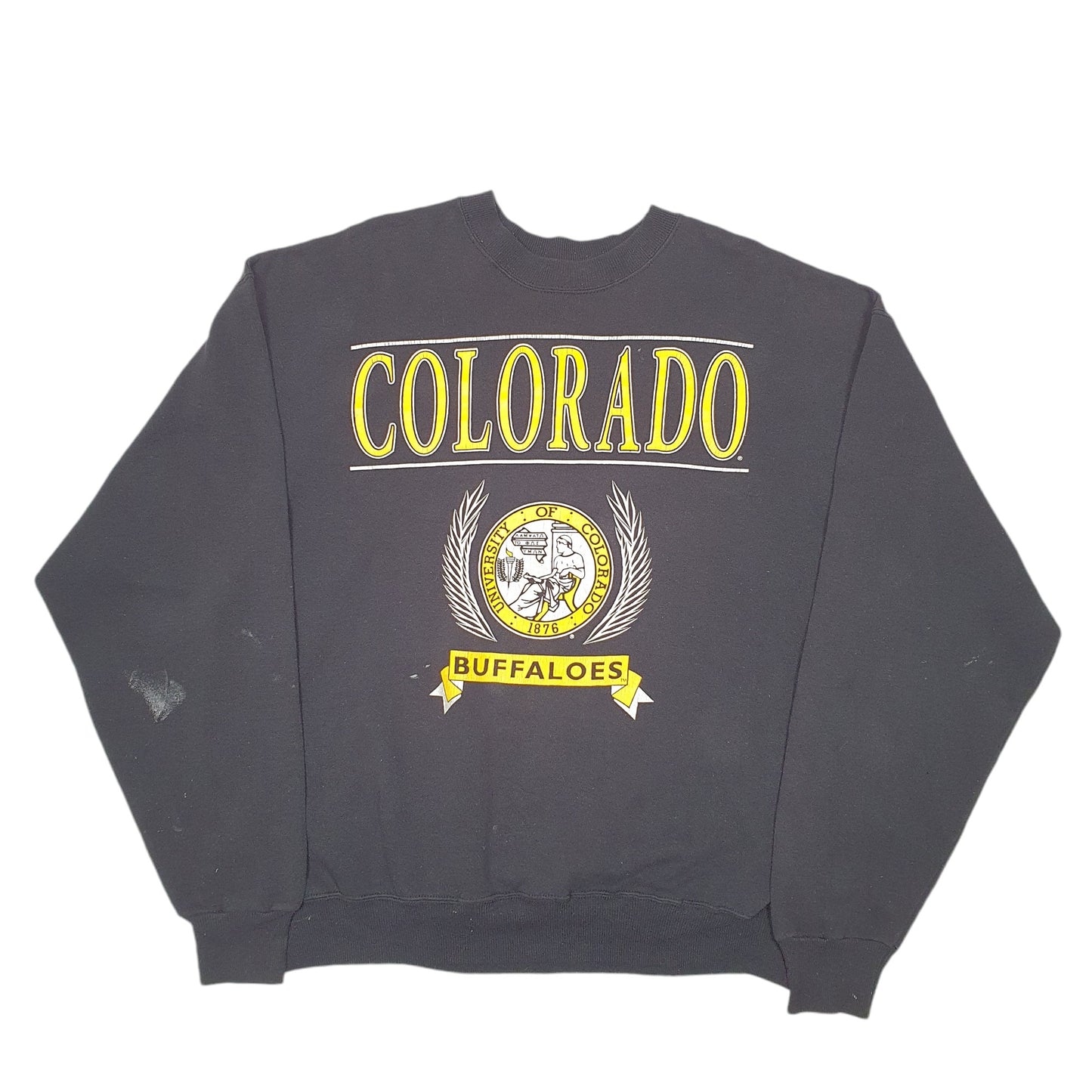 Mens Black Hanes Vintage University Of Colorado USA Spellout Crewneck Jumper