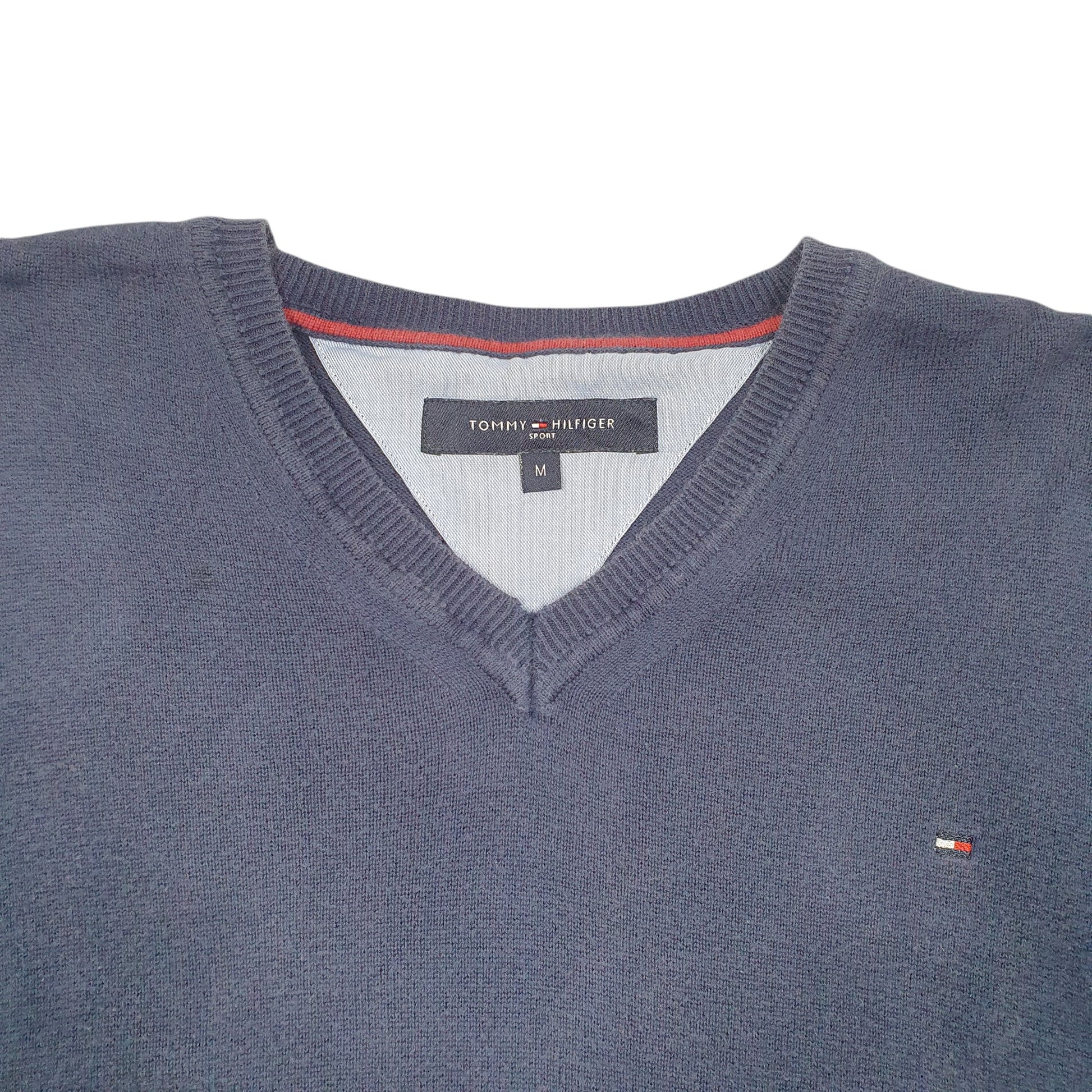 Mens Navy Tommy Hilfiger Knit V Neck Jumper