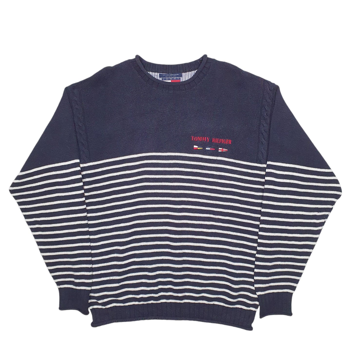 Mens Navy Tommy Hilfiger Knit 90's Vintage Sailing Crewneck Jumper