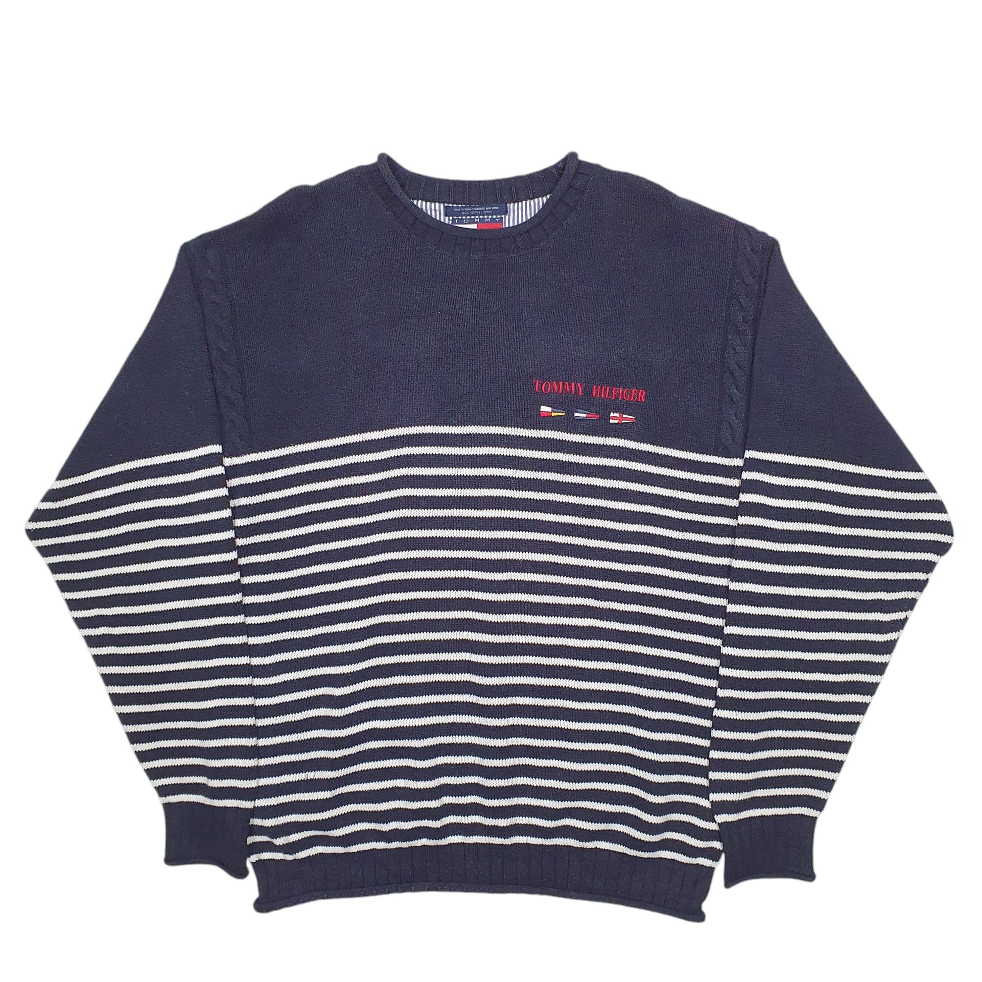 Mens Navy Tommy Hilfiger Knit 90's Vintage Sailing Crewneck Jumper