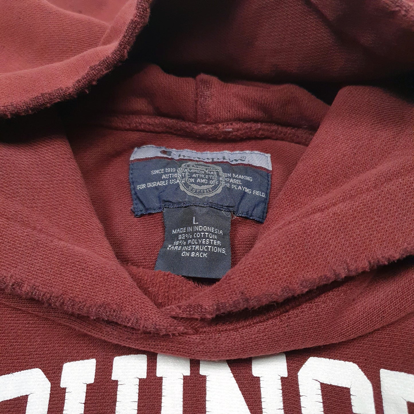 Mens Burgundy Champion Reverse Weave Washington College USA Hoodie Jumper