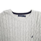 Mens Grey Nautica Knit Cable Knit Crewneck Jumper