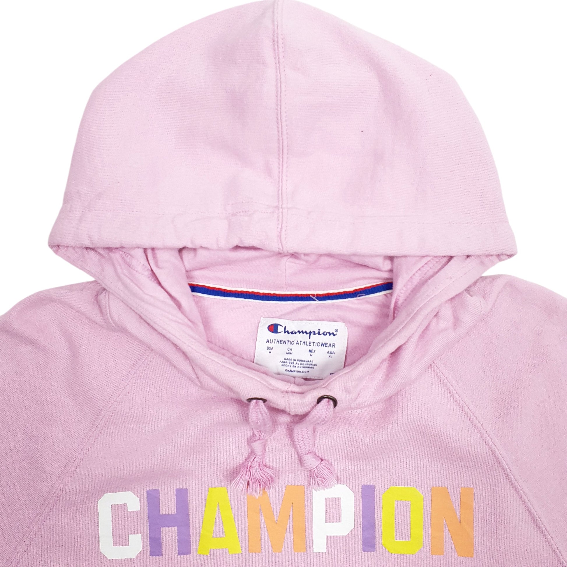 Womens Pink Champion Spellout Hoodie Jumper