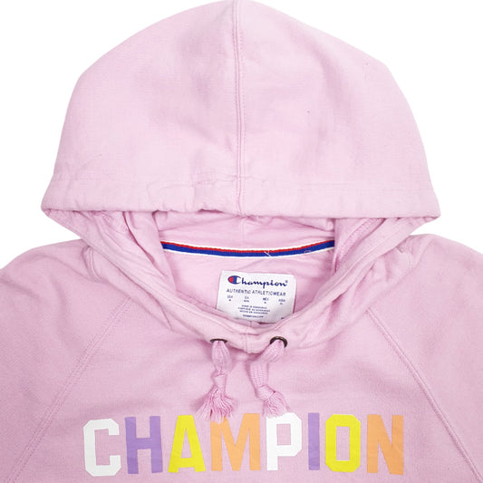 Womens Pink Champion Spellout Hoodie Jumper