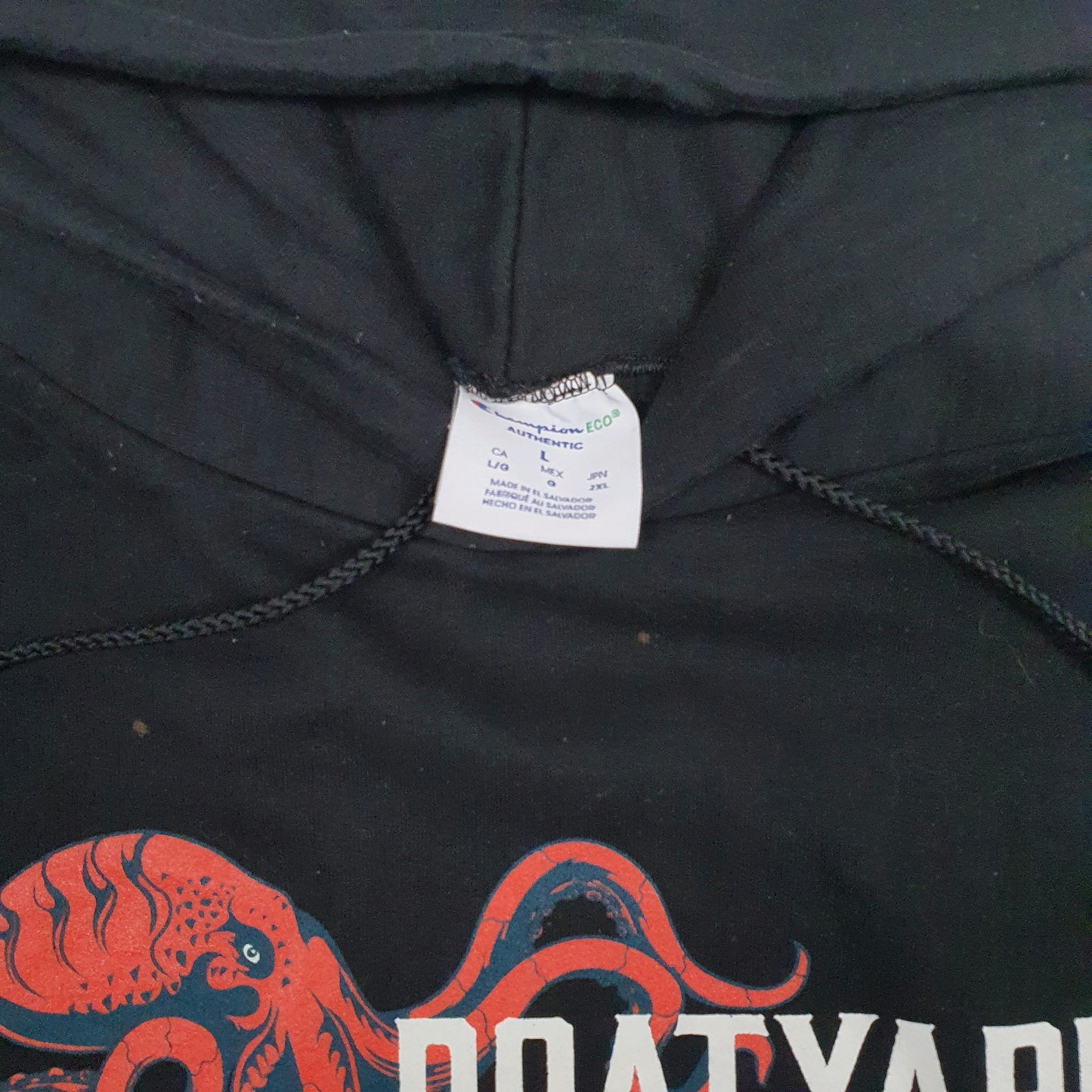 Mens Black Champion Boatyard Lake Norman Hoodie Jumper