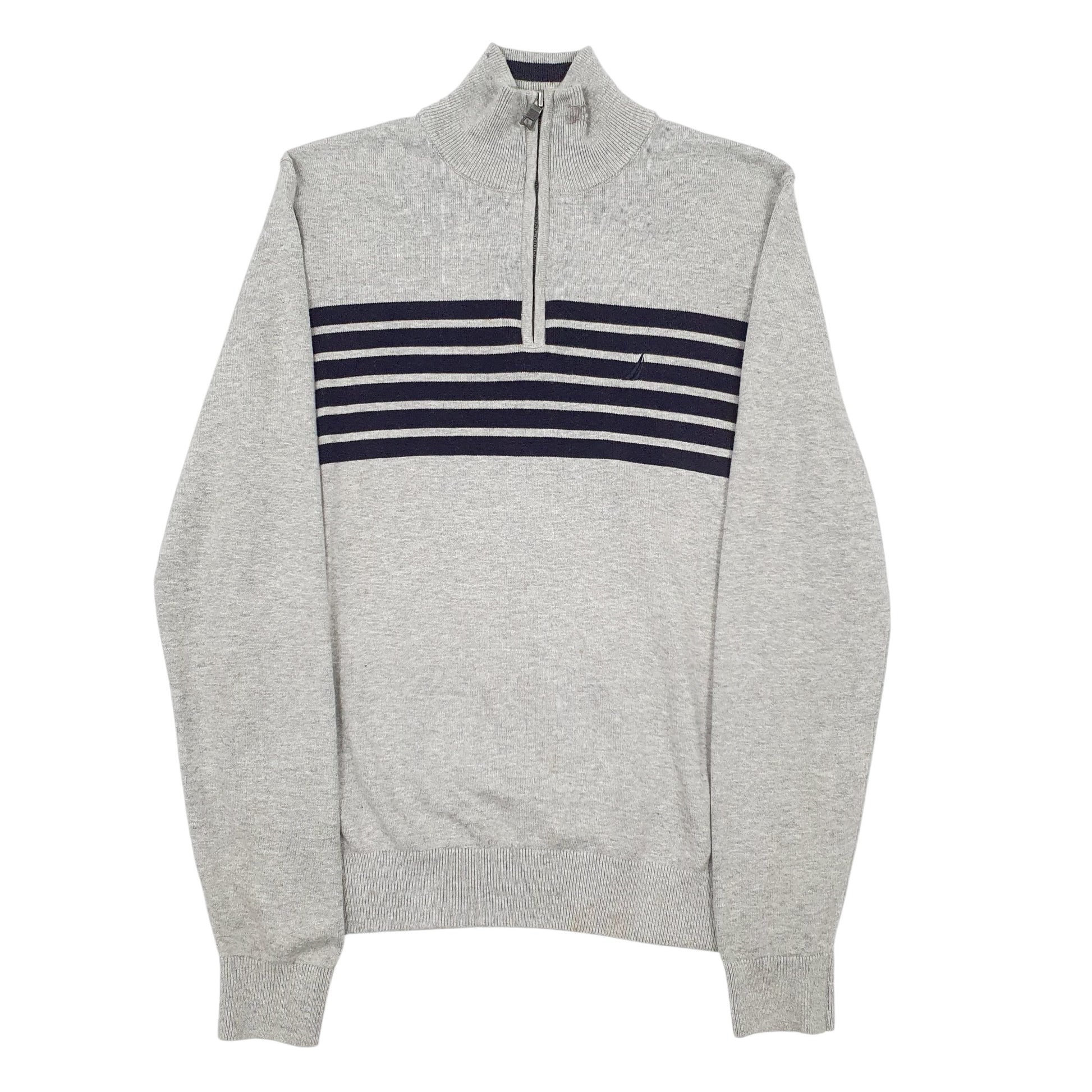 Mens Grey Nautica Knitwear Quarter Zip Jumper