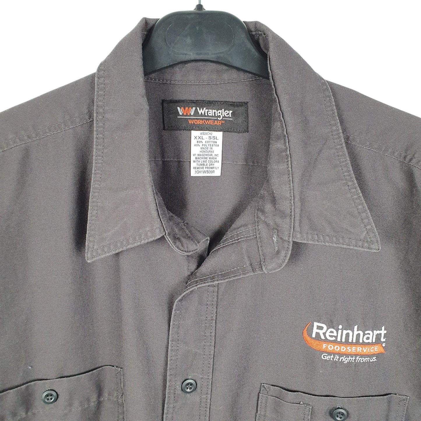 Mens Grey Wrangler Workwear Reinhart Foodservice Short Sleeve Shirt