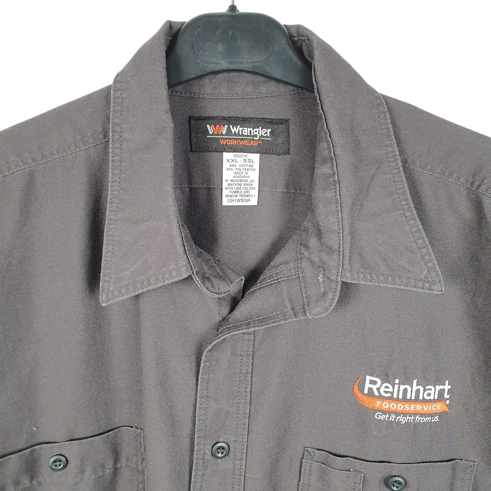 Mens Grey Wrangler Workwear Reinhart Foodservice Short Sleeve Shirt